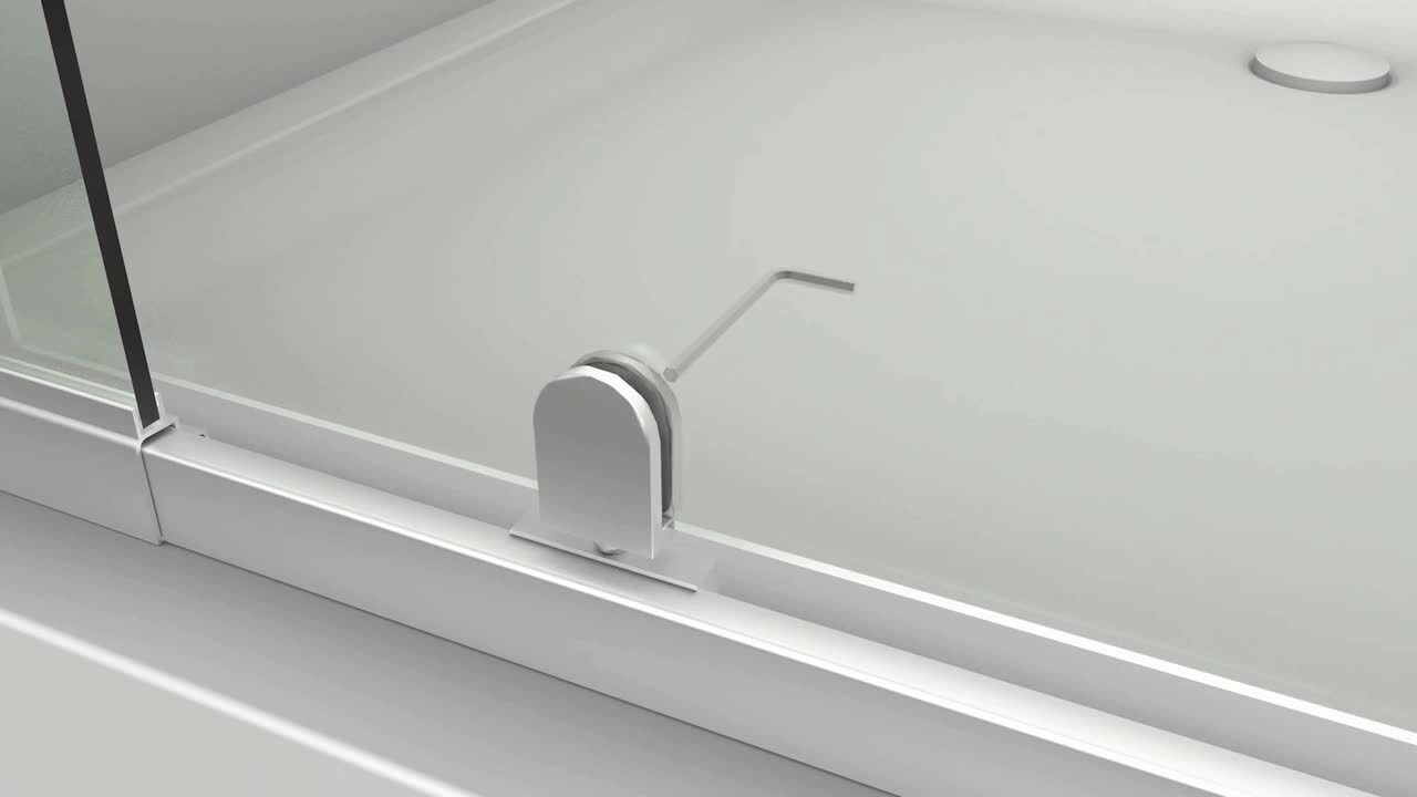 TOOLKISS 44 to 48 in. W x 71 in. H Framed Pivot Shower Door in Black with Clear Glass