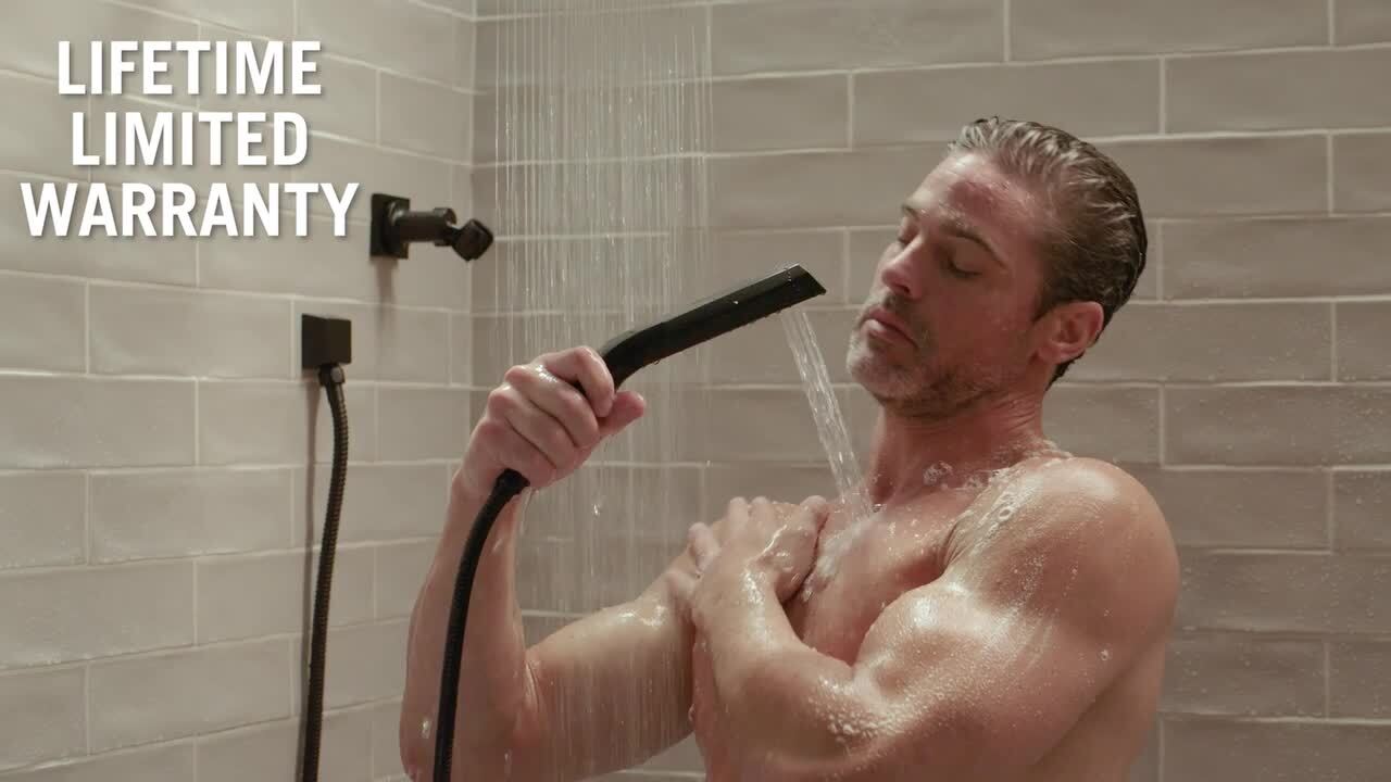 Pivotal 3-Spray 1.8 in. Single Wall Mount Handheld H2Okinetic Shower Head in Matte Black Pivotal 3-Spray 1.8 in. Single Wall Mount Handheld H2Okinetic Shower Head in Matte Black