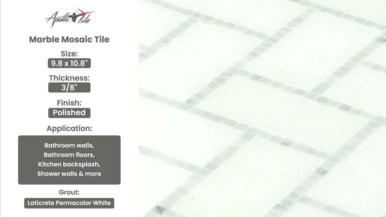 Apollo Tile Athens White 11-in x 12-in Polished Natural Stone Marble Mixed Pattern Marble Look Floor and Wall Tile (4.46-sq. ft/ Carton)