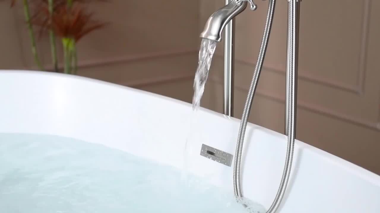 Traditional 3-Handle Claw Foot Freestanding Tub Faucet with Handshower Combo Set in Chrome Traditional 3-Handle Claw Foot Freestanding Tub Faucet with Handshower Combo Set in Chrome