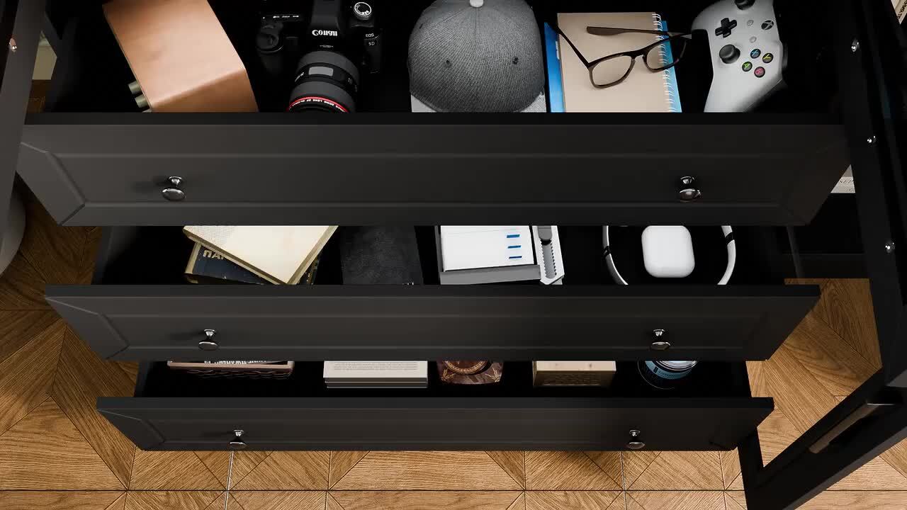 FUFU&GAGA Black Paint Finish Wood 78.7 in. H Accent Cabinet with