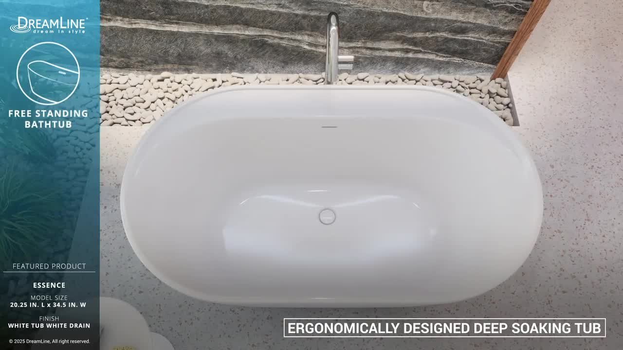 DreamLine Essence 60 in. x 34 in. Freestanding Acrylic Soaking