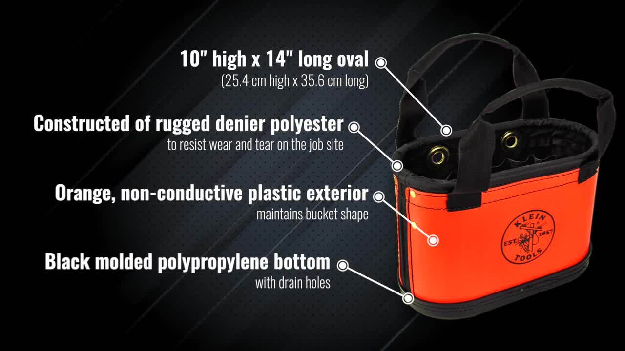 Hard-Body Bucket, 15-Pocket Oval Bucket, Orange/Black Hard-Body Bucket, 15-Pocket Oval Bucket, Orange/Black