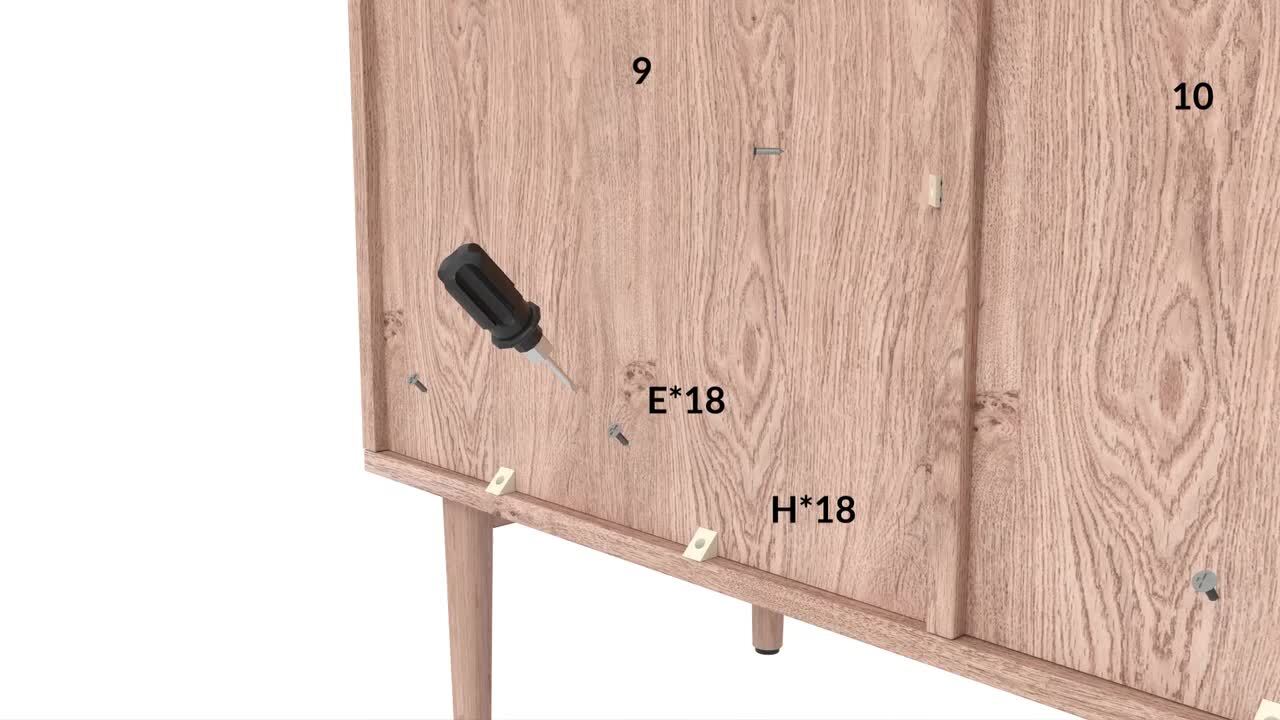 JAYDEN CREATION Mercury Contemporary 56 in. Wide Rattan 3-Doors Oak Storage Sideboard with adjustable legs and Shelves-Oak TVSBSD0505-OAK