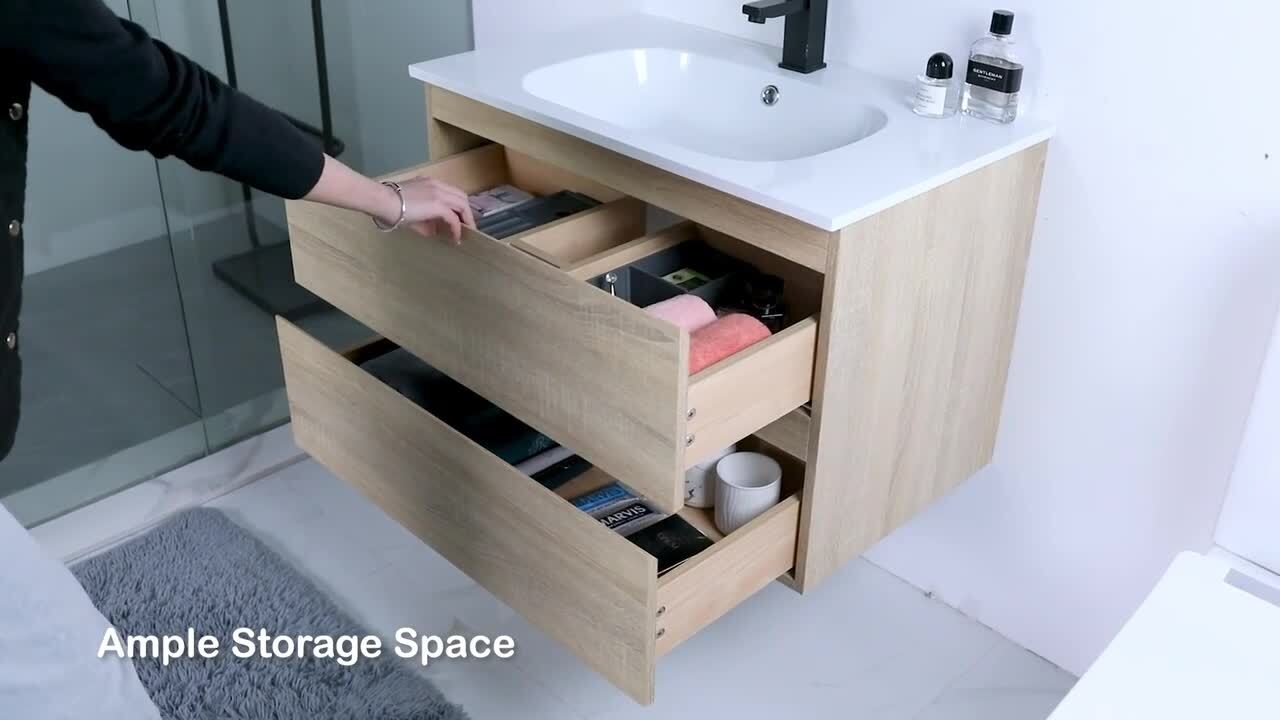 20 Modern Floating Bathroom Vanity with Single Sink and Shelf Space  Saving-Wehomz