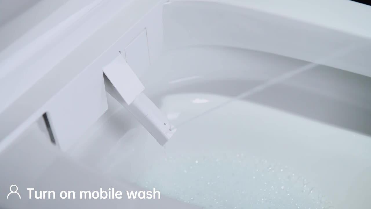 Voice Control Smart Electric Elongated Toilet with Auto Open and Close, Auto Flush,1000 Gram MAP, Cleaning Foam, White