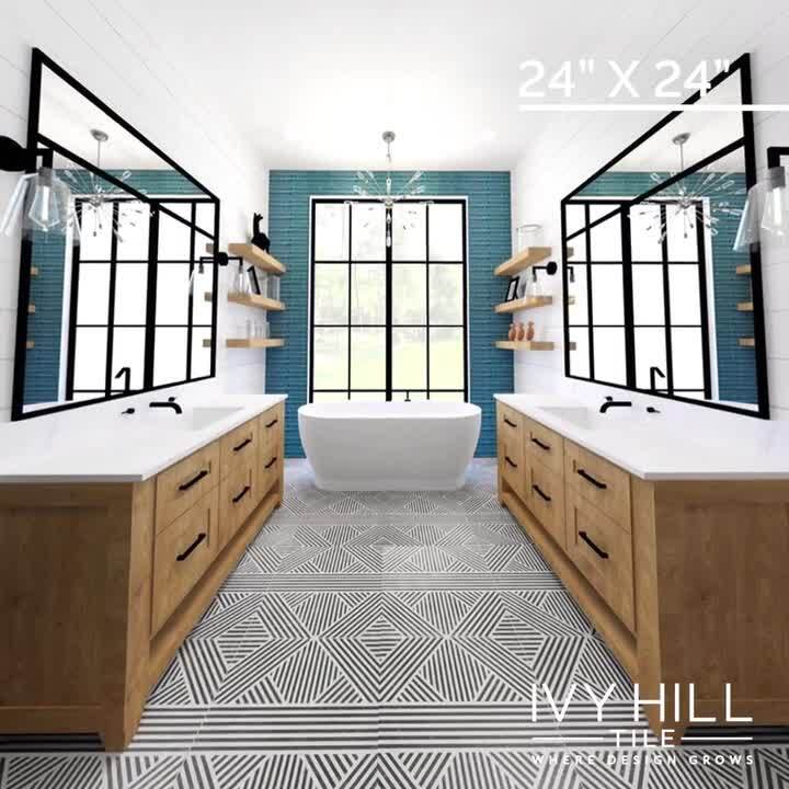 Astoria Black and White 24 in. x 24 in. Matte Porcelain Floor and Wall Tile (4 Pieces, 15.49 sq. ft./Case)