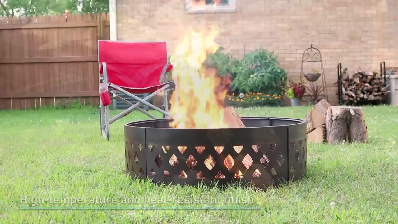 Sunnydaze 36 in. Dia Round Steel Crossweave Wood Burning