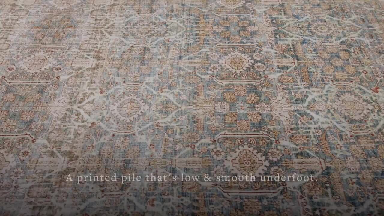 Loloi Layla Ocean/Rust 2 ft. 6 in. x 12 ft. Distressed Bohemian