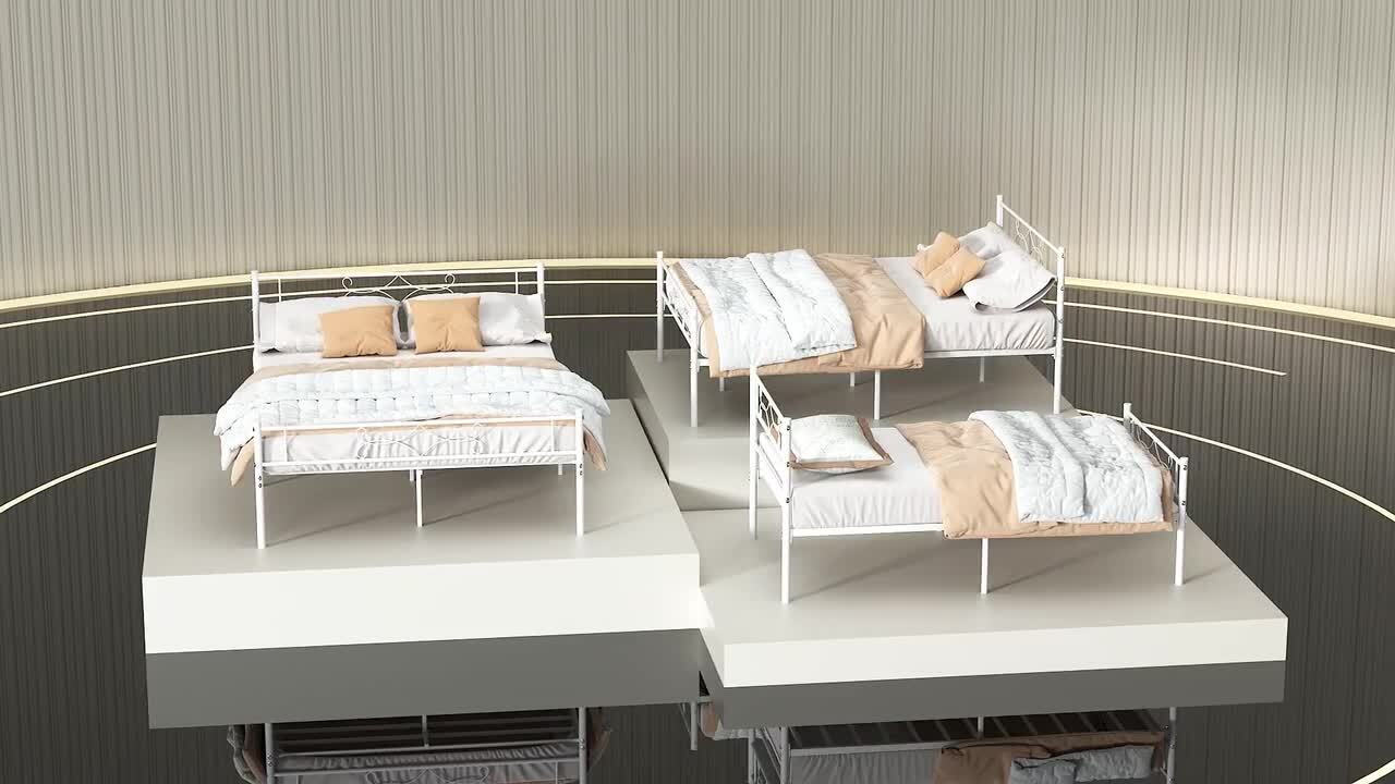 Heavy-Duty Platform Frame Depot Support Metal Bed 10 KHD-YT-Q28 Headboards, The Black Legs with Home 60 Queen - Frame Bed With in. Frame W VECELO