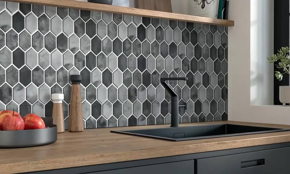 sunwings Picket Gray Mix 10.7 in. x 10.1 in. Long Hexagon Recycled