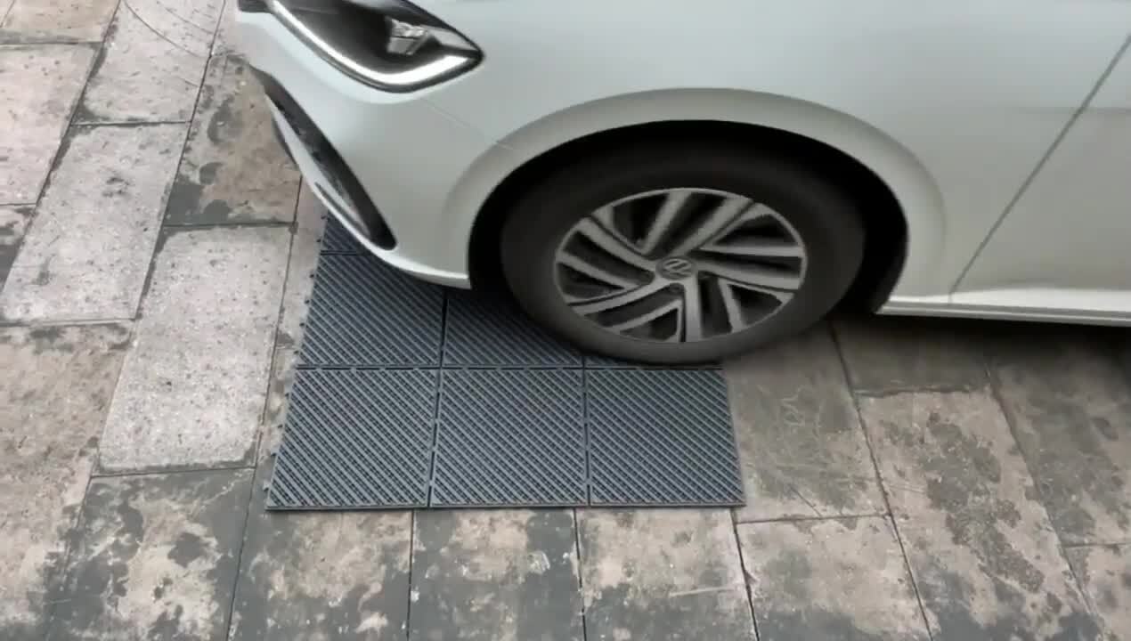 12in.W x12in.L Outdoor Stripe Pattern Square Drain Plastic PVC Interlocking Flooring Deck Tiles(Pack of 27Tiles)in Brown