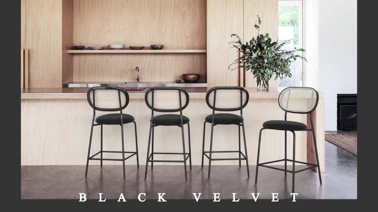 Black rattan bar stools hot sale