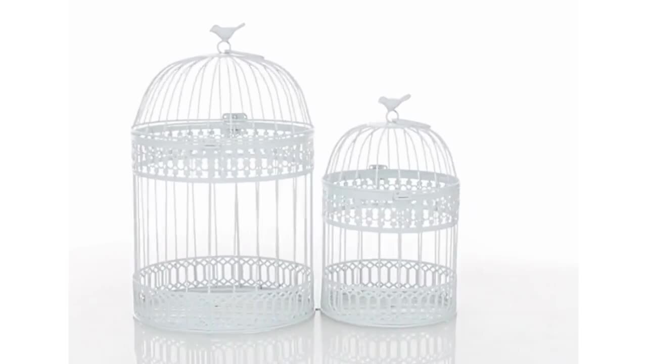 Litton Lane White Metal Birdcage with Latch Lock Closure and Hanging Hook (2-  Pack) 042642 - The Home Depot