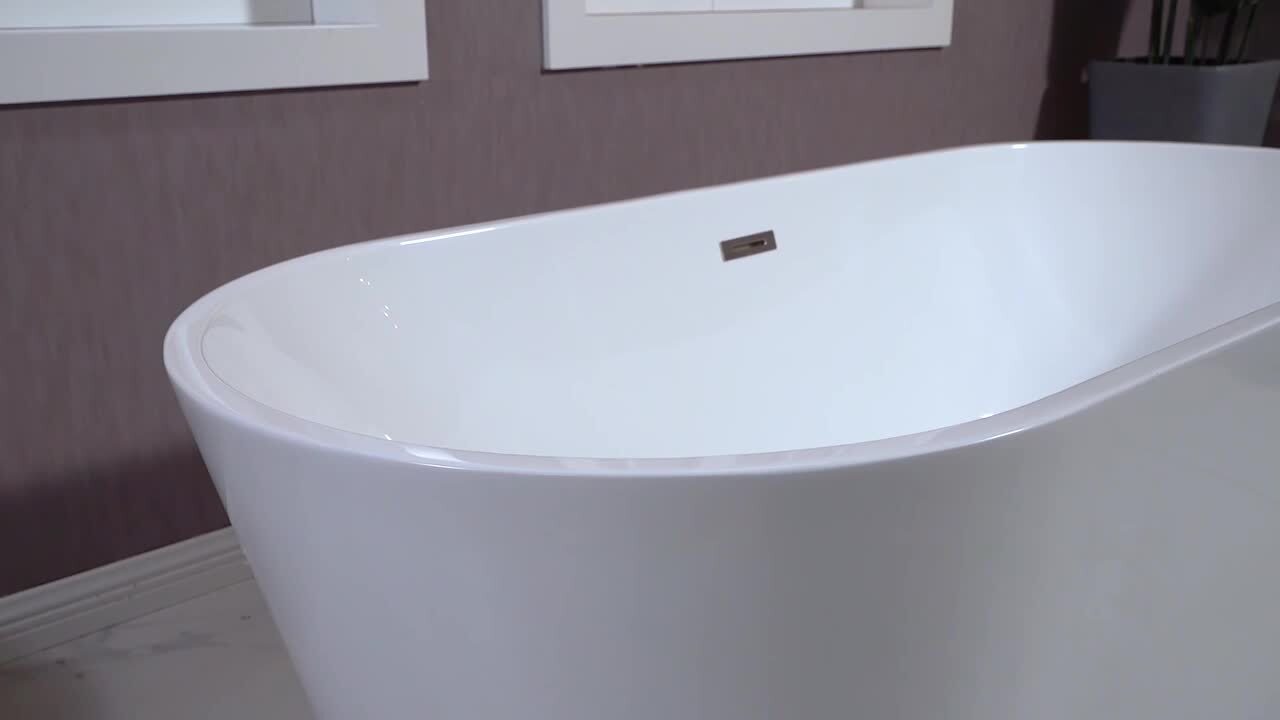 67 in. L x 31.5 in.W Acrylic Flat Bottom Soaking Bathtub in White with Polished Chrome Drain and Tub Filler