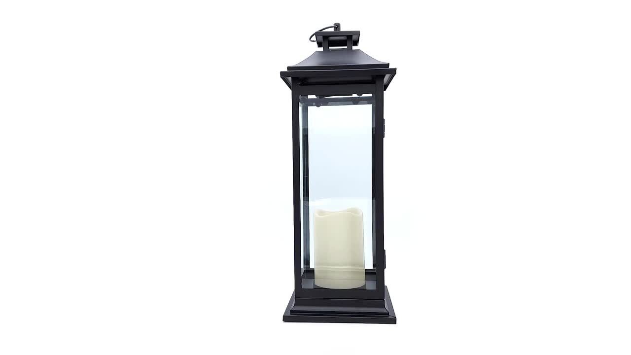 LUMABASE 6 in. x 17 in. Black Traditional Metal Lantern with