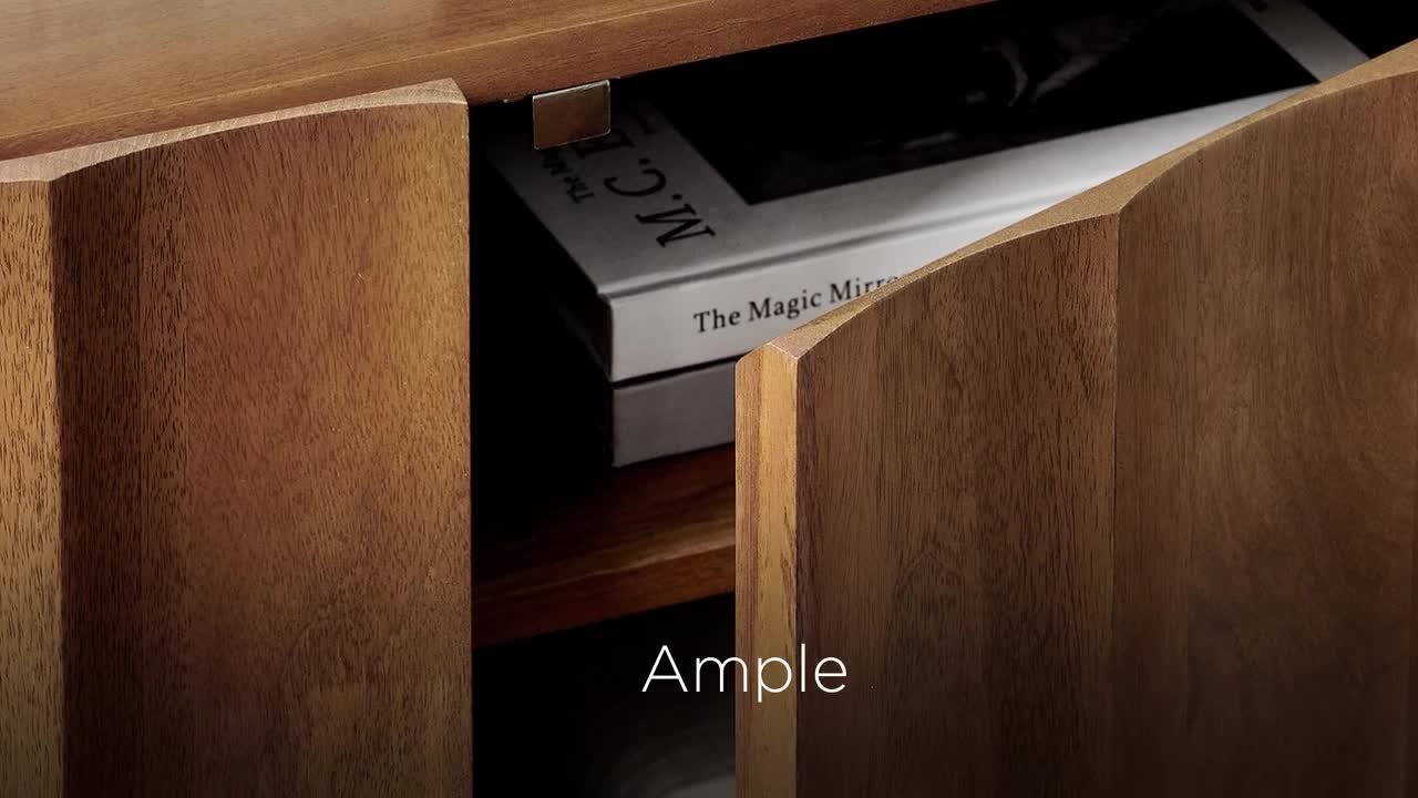 MODWAY Sorren 71 Inch Scalloped TV Stand in Natural EEI-7184-NAT