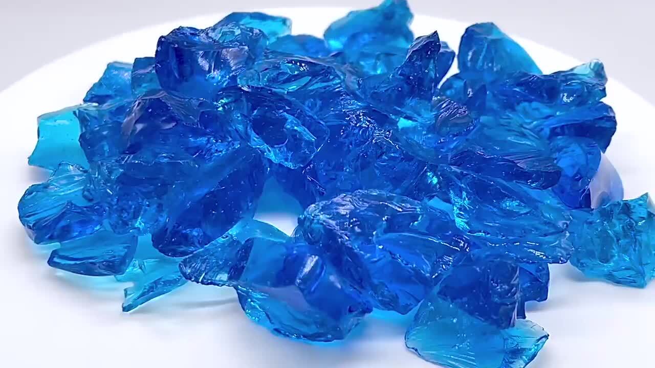 Turquoise Fire Pit Glass Rocks, 1/2 Turquoise Fire Pit Glass Rocks, 1/2