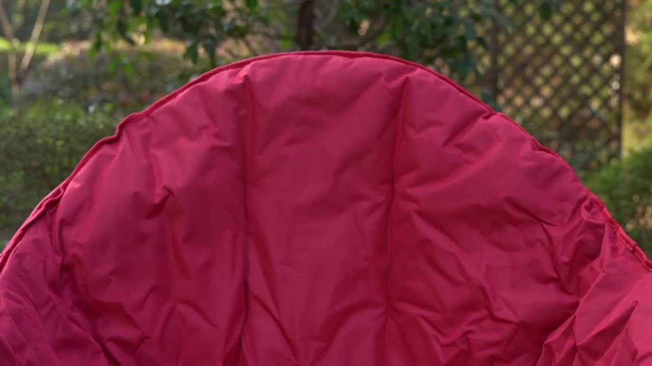 Folding Moon Camping Chair Heavy Duty Saucer Chair With Carrying Bag Red Pedded Chair