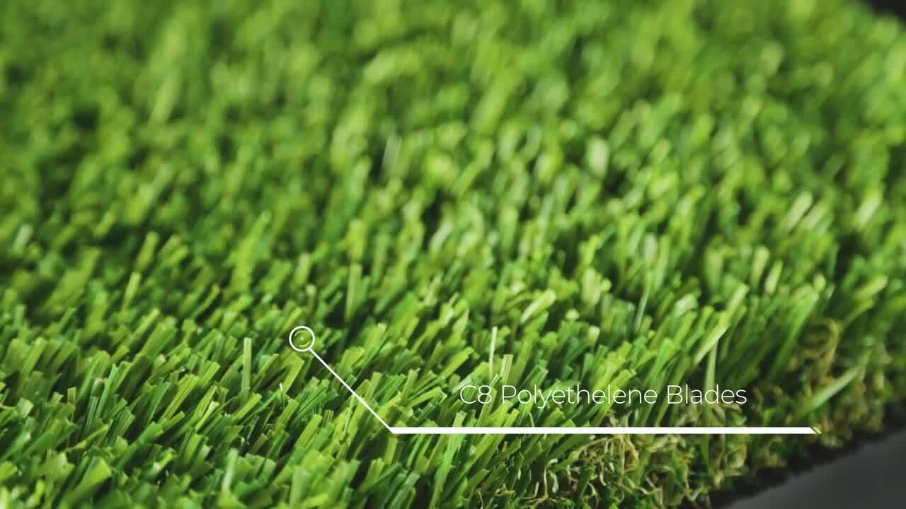 Fescue Multipurpose 12 ft. Wide x Cut to Length Green Artificial Grass Turf