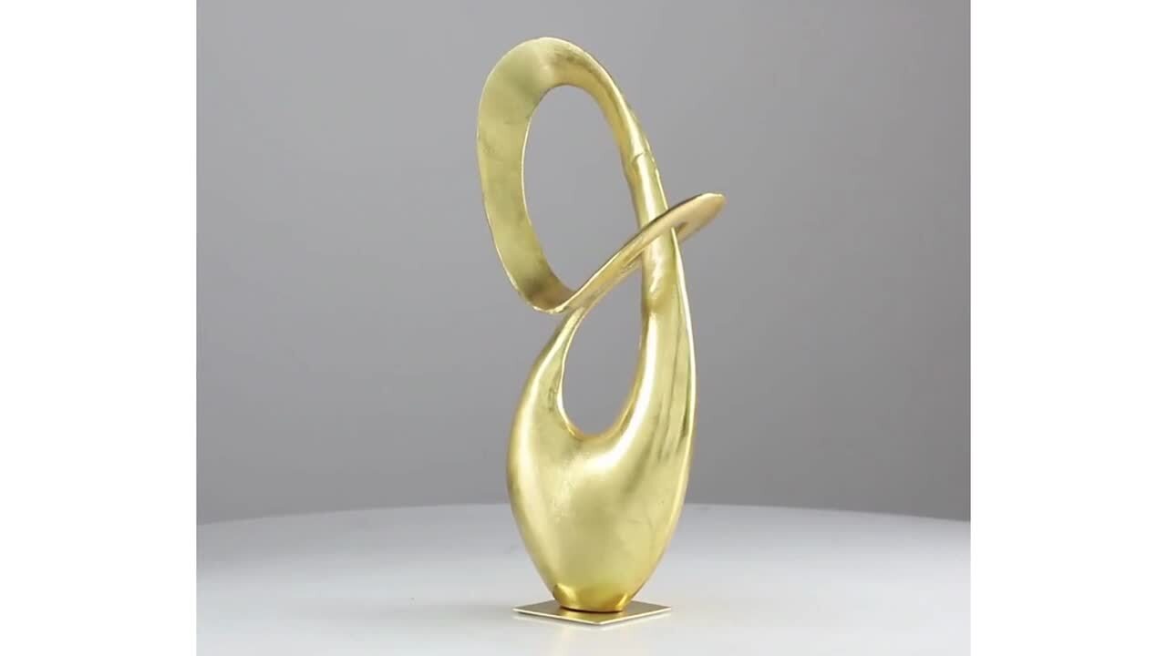 Litton Lane 5 in. x 17 in. Gold Aluminum Abstract Sculpture