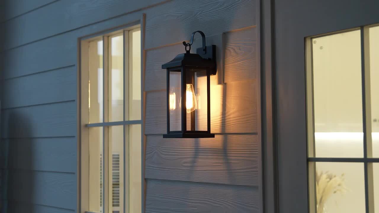 C Cattleya 16.75 in. Black Outdoor Hardwired Wall Lantern Sconce