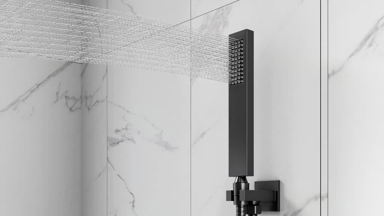 YAWWALK Thermostatic 7-Spray Wall Mount 12 in. and 6 in