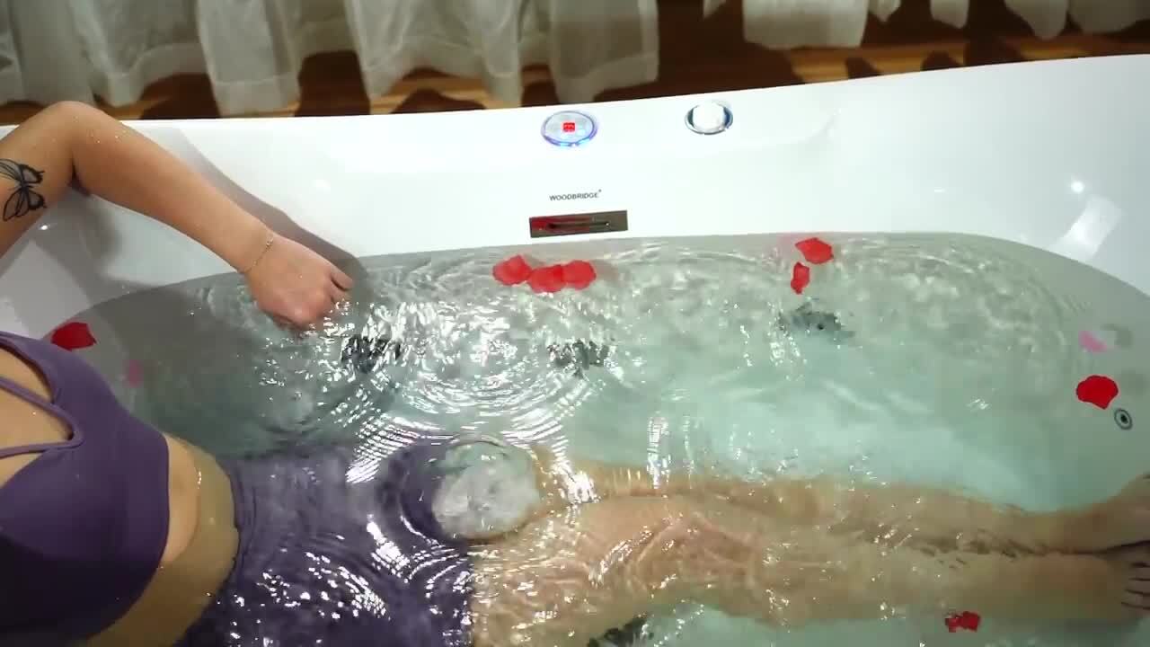 72 in. x 35 in. Acrylic Freestanding Whirlpool and Air Combination Heated Bathtub w/Drain and Overflow Included in White