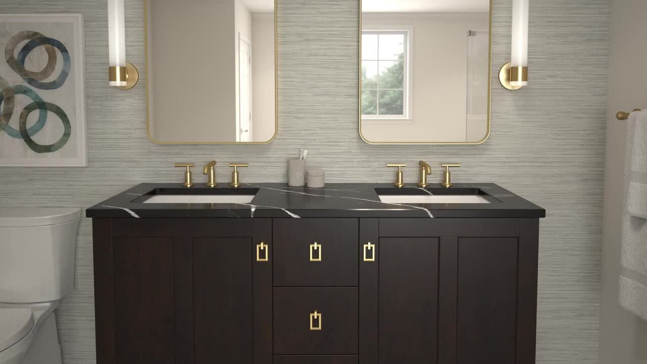 KOHLER Silestone 61 in. W x 22.4375 in. D Quartz Double Rectangle Cutouts with Vanity Top in Eternal Marquwith