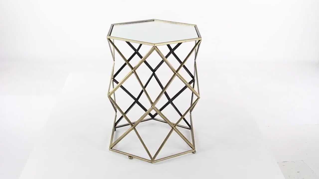 Litton Lane Brass Metal Contemporary Accent Table 54350 - The Home Depot