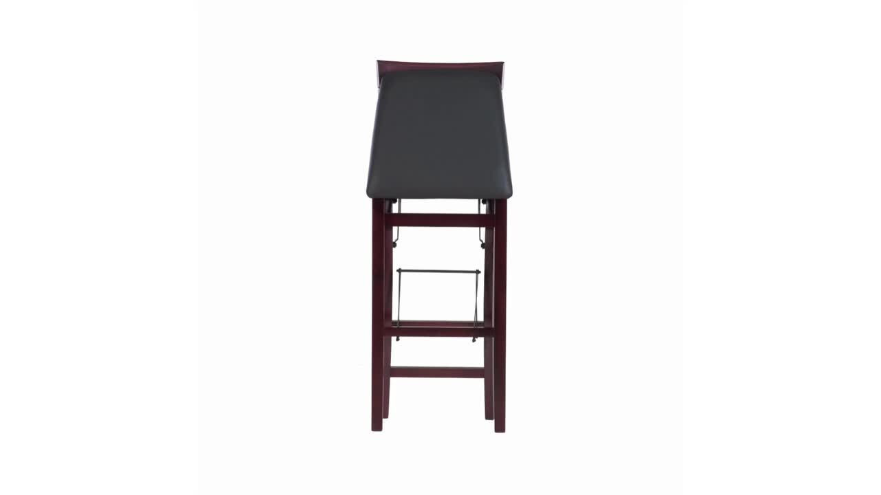 Linon Home Decor Treina Merlot Wood X Back Folding Barstool with