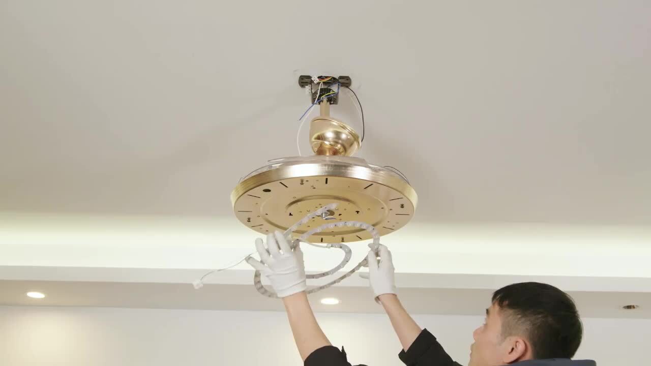 OUKANING 42 in. Indoor Gold Integrated LED Modern Creative Design