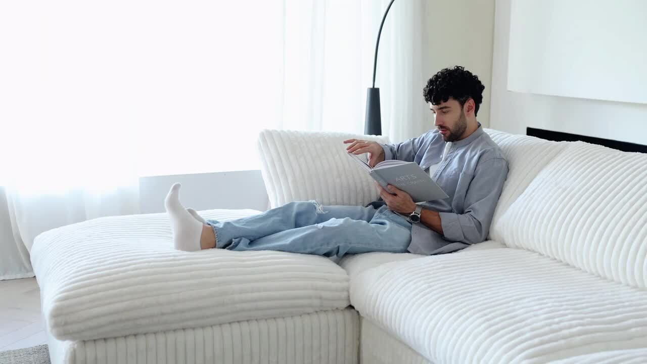 Magic Home 157 in. Square Arm Soft Velvet L-Shaped Modular Sofa