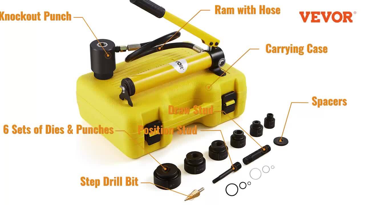 SKYSHALO Hydraulic Knockout Punch Kit, 15 Ton 1/2in. to 4in