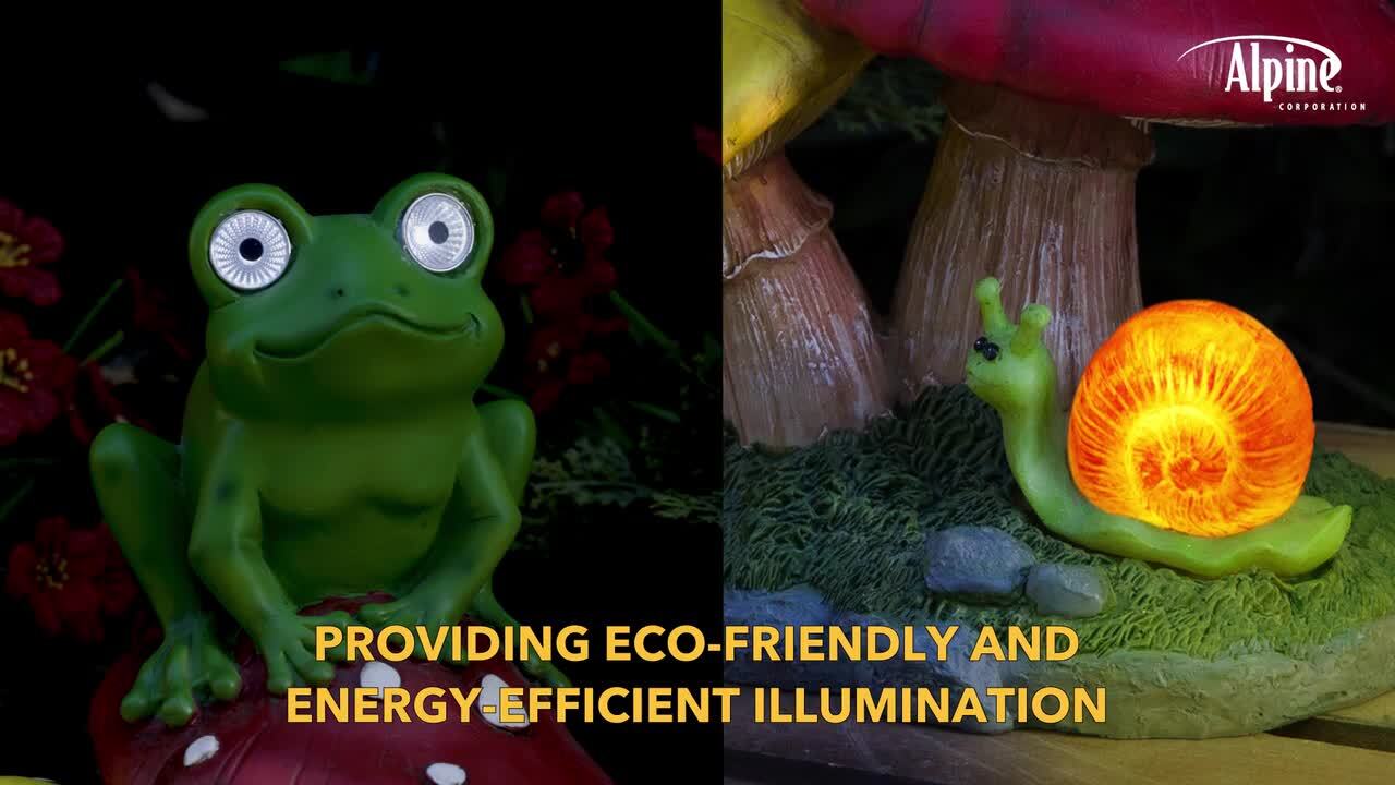 Alpine Corporation 12 in. Tall Frog on Mushroom Garden Statue with