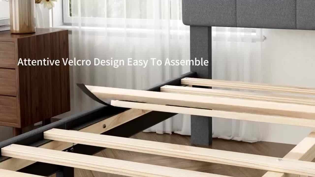 WONDER COMFORT Dark Gray Wood Frame Twin Platform Bed with