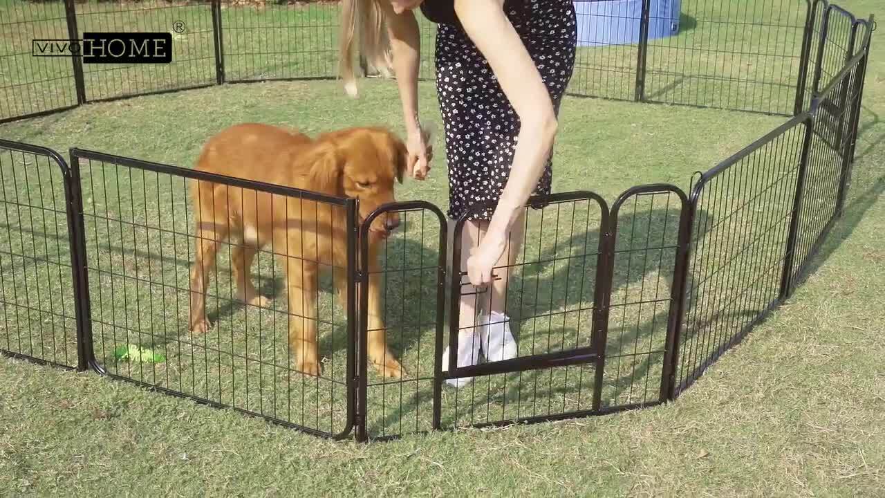 Foldable Metal Wireless Indoor Outdoor Pet Fence Playpen Kit 16 Pieces