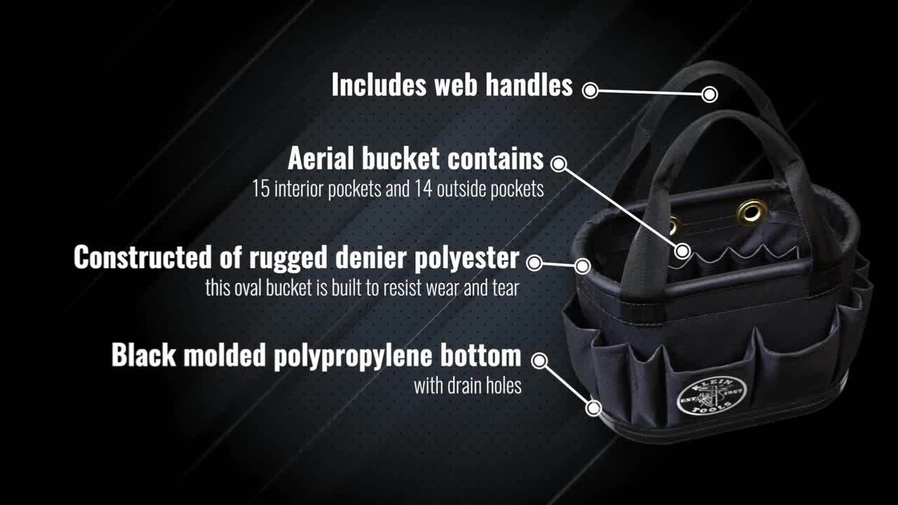 Klein Tools Hard-Body Bucket, 29-Pocket Aerial Bucket, Black