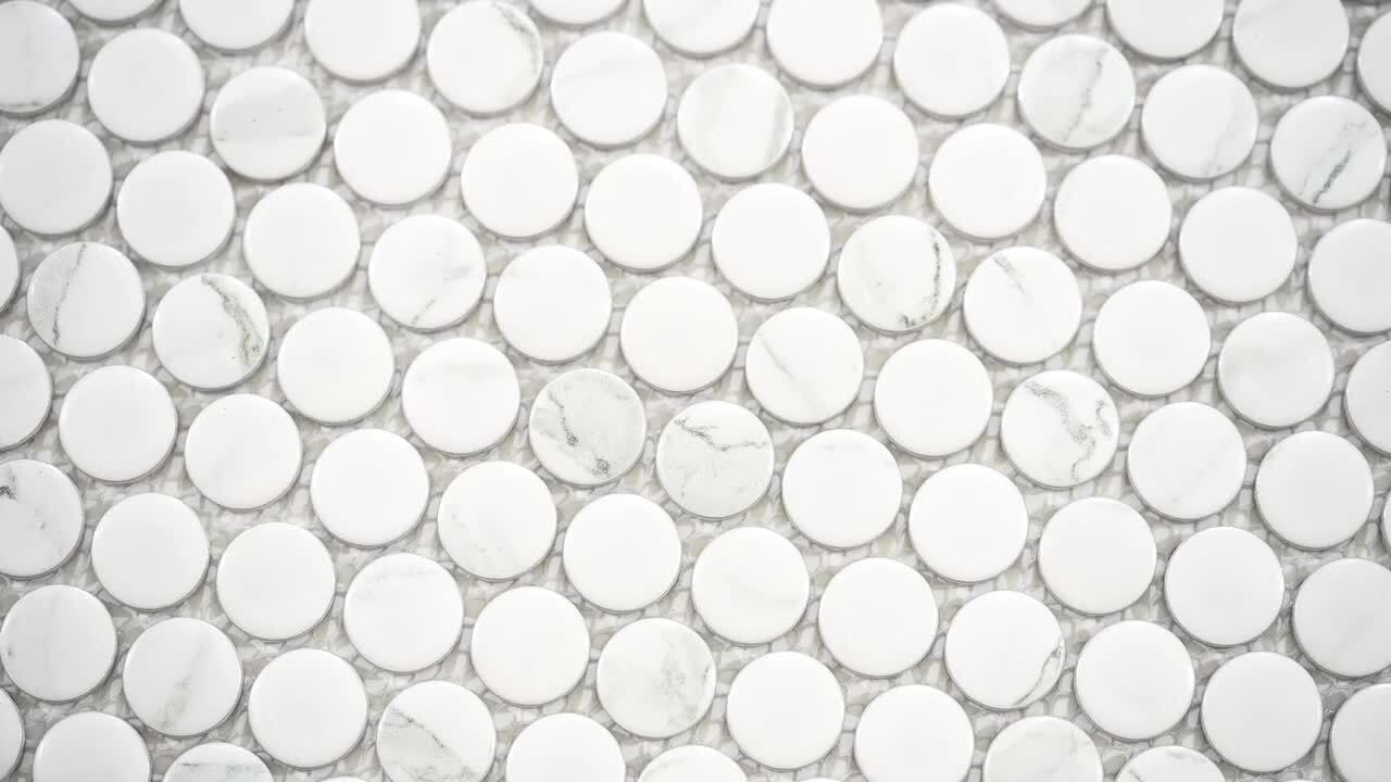 Carrara Penny Round 12 in. x 12 in. x 6mm Matte Porcelain Mesh-Mounted Mosaic Tile (14.4 sq. ft./Case)