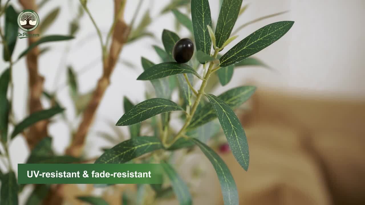 DR.Planzen 4 ft. Artificial Olive Tree, Lifelike Fruits and