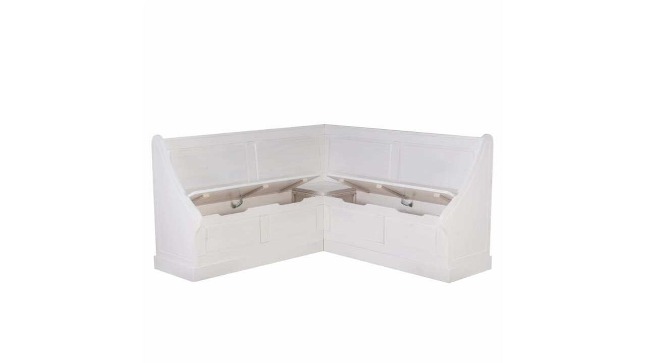 Tobin Corner Breakfast Nook Set, White - Linon KNK163WHTABCU