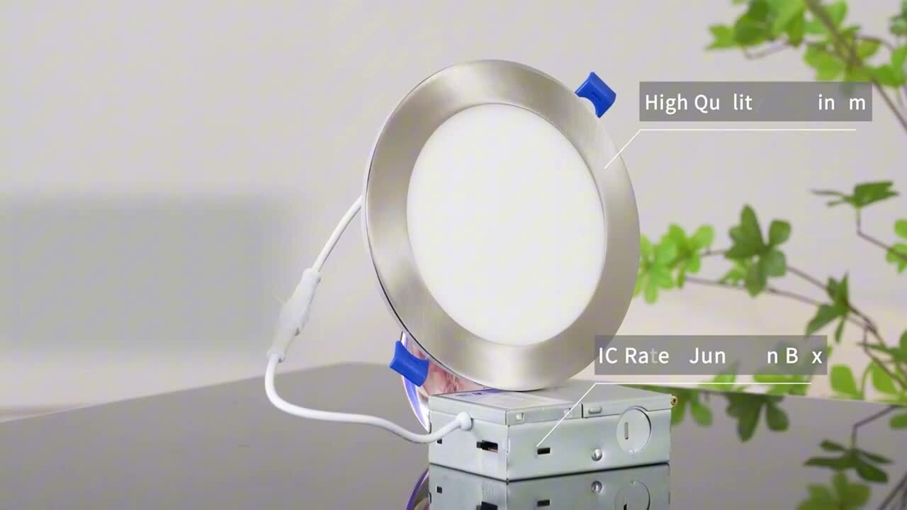 Tjoy 24 Pack LED Recessed Lighting 6 inch with Night Light, Dimmable 5CCT Canless Ultra Thin Wafer Soffit with Junction Box, image size:1280x720