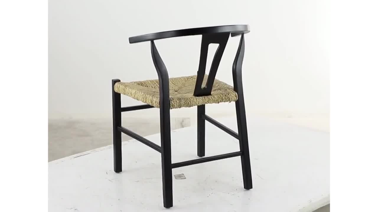 Litton Lane Black Handmade Teak Wood Dining Chair with Woven Litton Lane Black Handmade Teak Wood Dining Chair with Woven