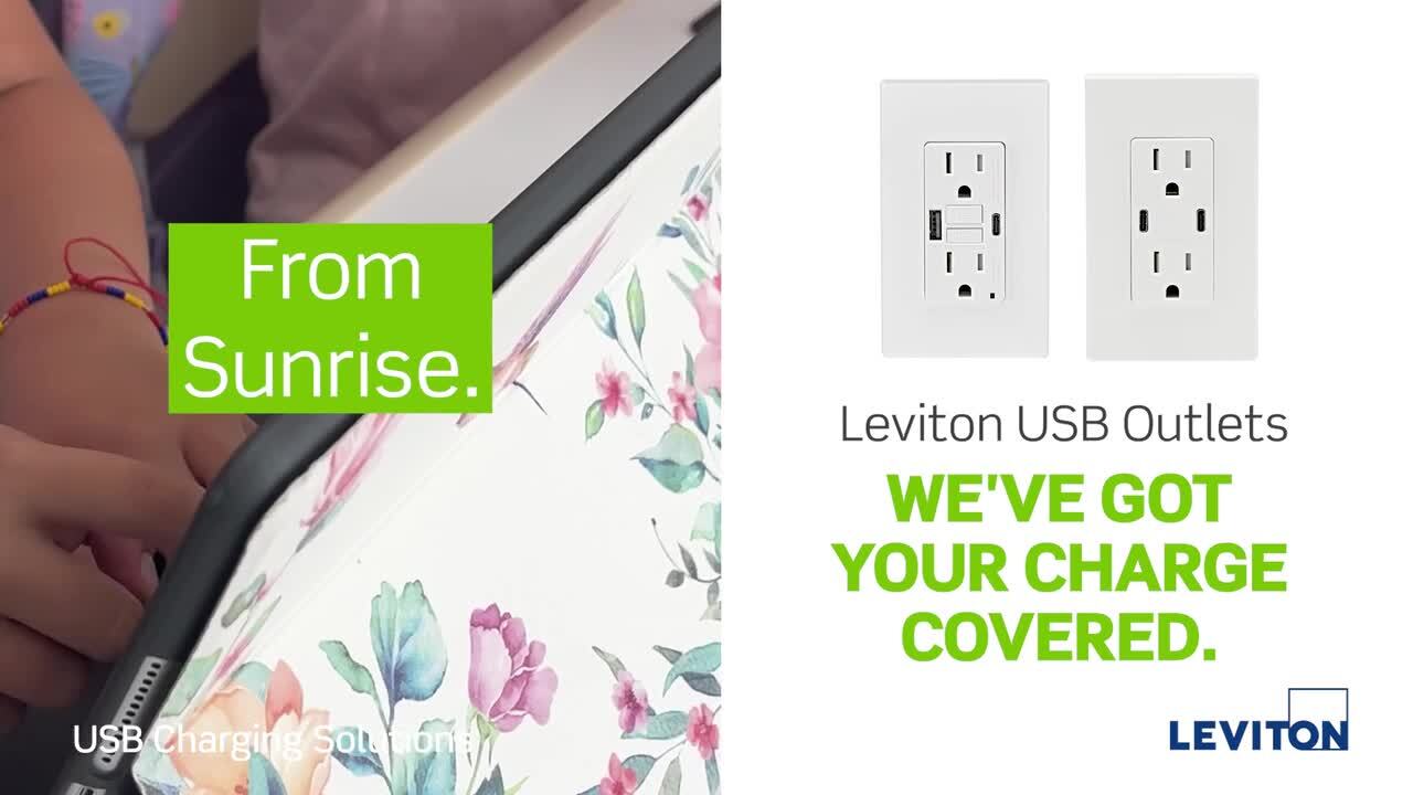 Leviton 15 Amp Decora Type A and C USB Charger Tamper-Resistant