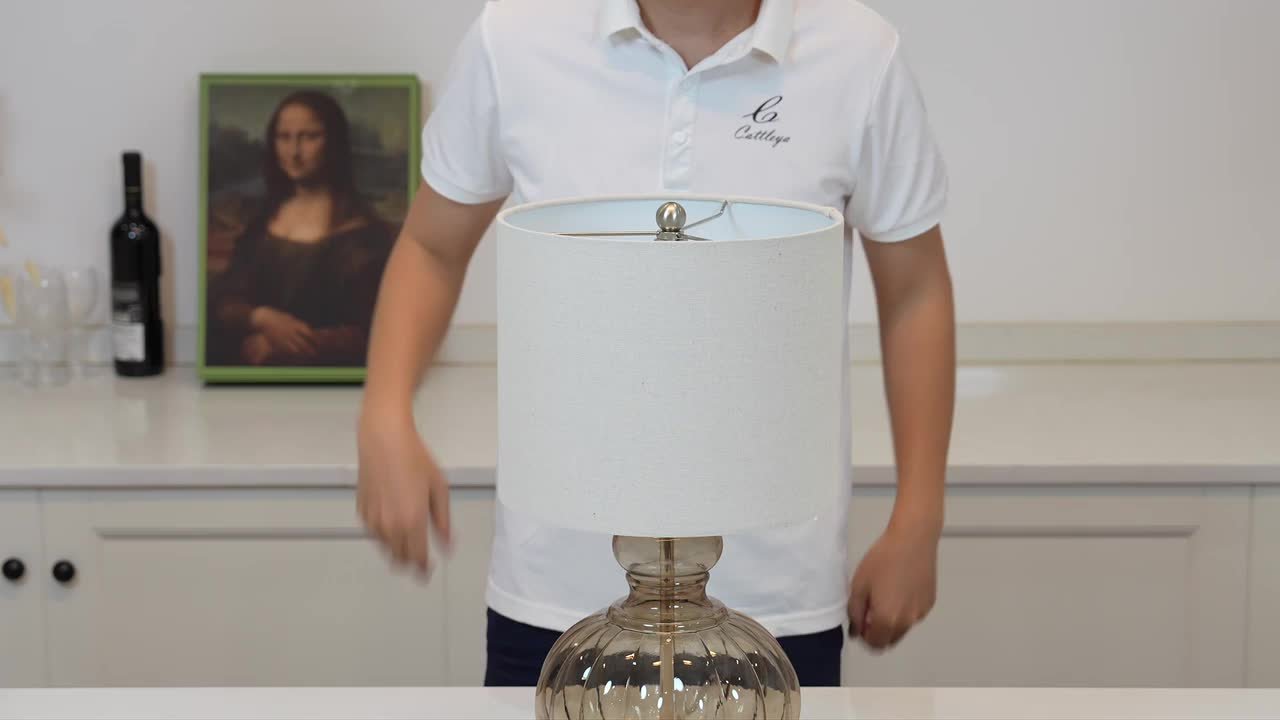 C Cattleya 20.25 in. Clear Gourd Table Lamp with Glass Base and