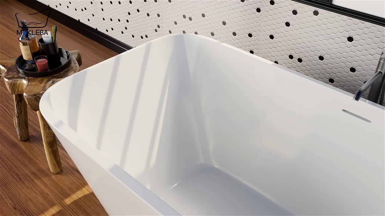 59 in Contemporary Design Flat Bottom Freestanding Bathtub cUPC Certified Soaking Tub in White