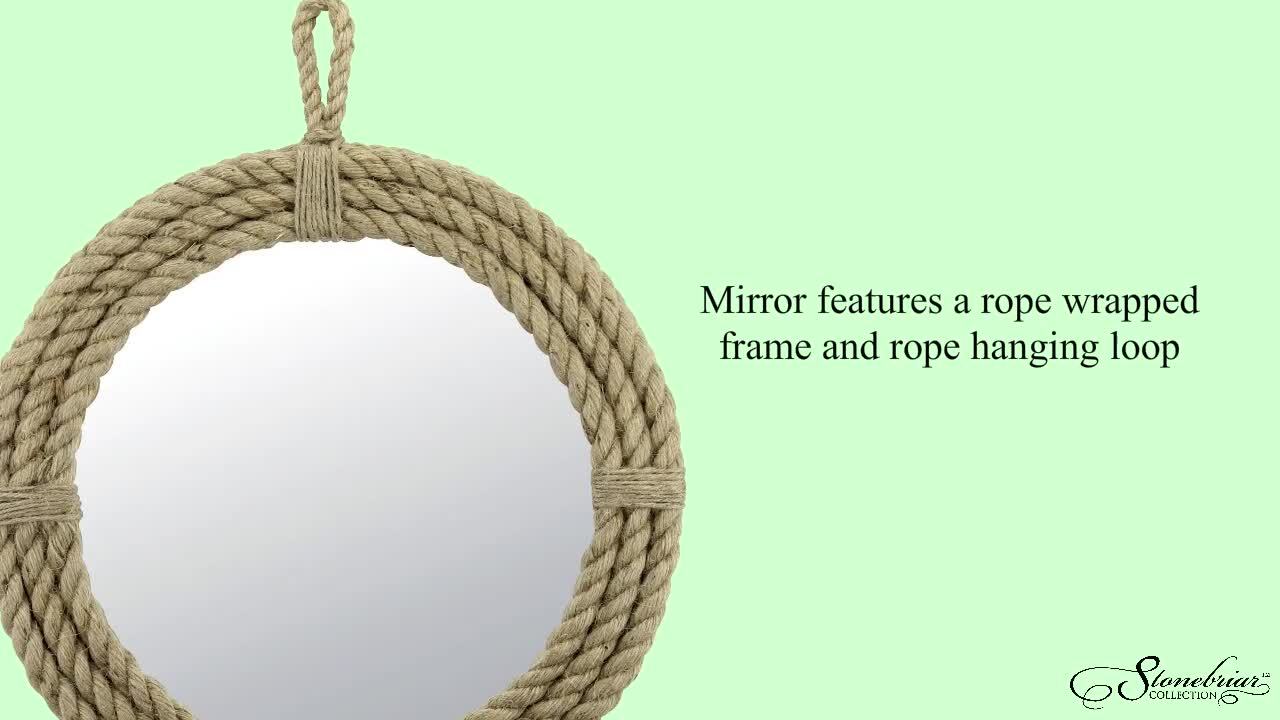 Vintiquewise Galvanized Metal Framed Round Wall Mirror with Rope