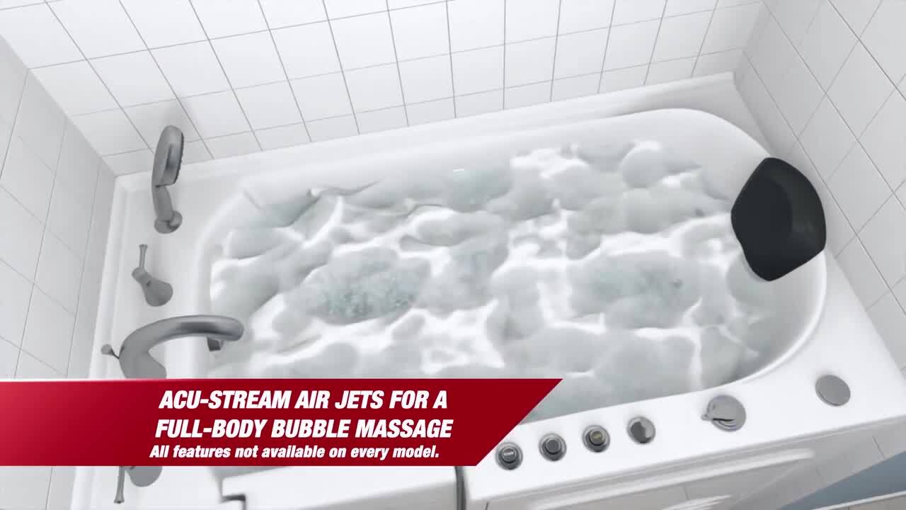 ANZZI Walk-in Bathtub 27'' x 53'' Left Drain Fully Loaded, Air Jets &  Whirlpool Massage Jets, Hot Tub, Quick Fill, 6 Setting Handheld Shower  Sprayer