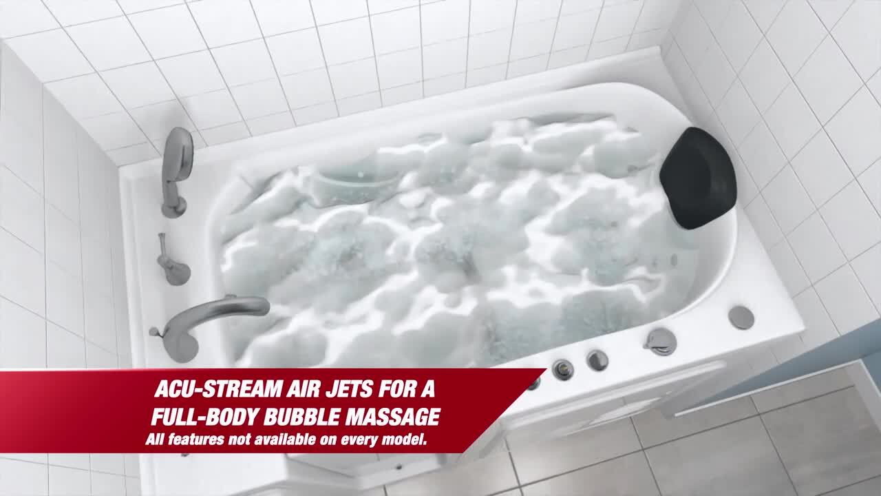 ANZZI Walk-in Bathtub 27'' x 53'' Left Drain Fully Loaded, Air Jets &  Whirlpool Massage Jets, Hot Tub, Quick Fill, 6 Setting Handheld Shower  Sprayer