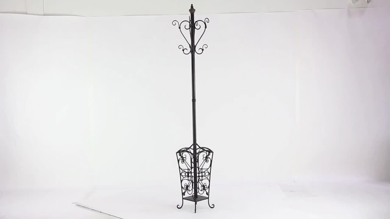 Litton Lane 74 in. Black Metal Vintage Style Coat Rack with Litton Lane 74 in. Black Metal Vintage Style Coat Rack with